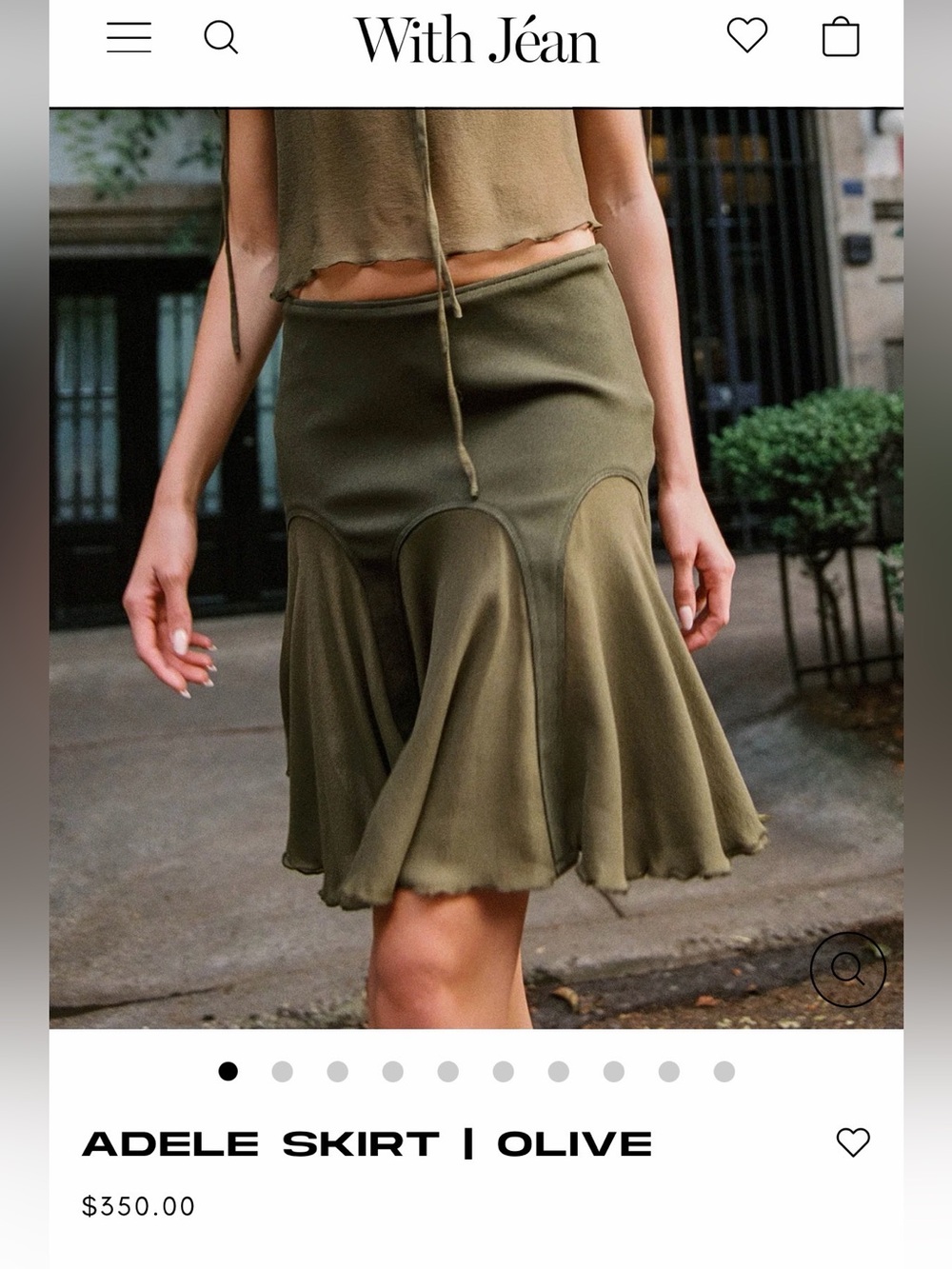 With Jéan Olive Green Flared Panel Midi Skirt